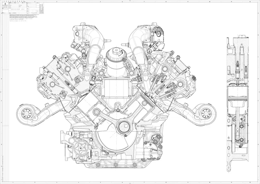 Maserati motor tervrajz