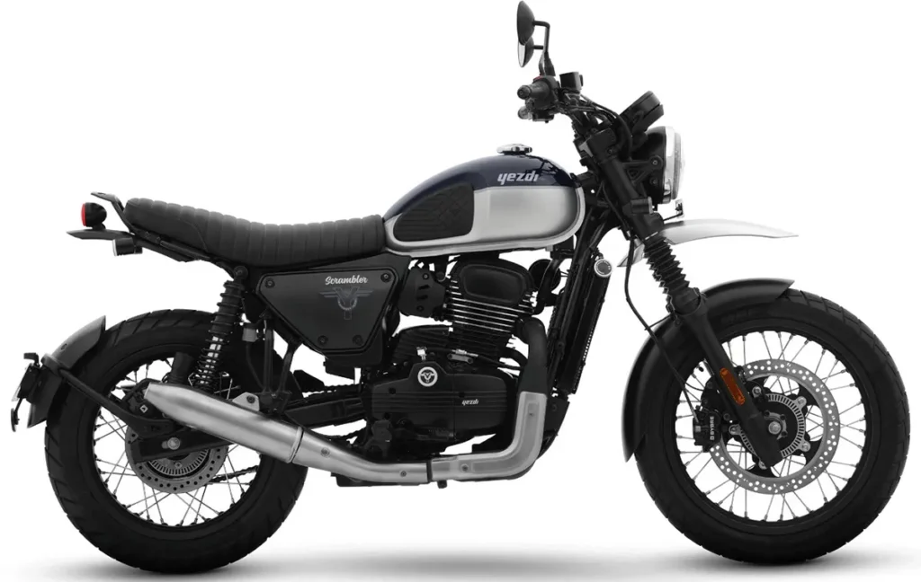 A képeken a 2024-es Yezdi Scrambler látható