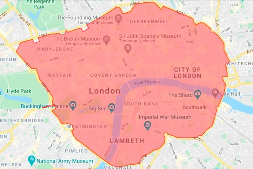 A londoni zóna térképe
