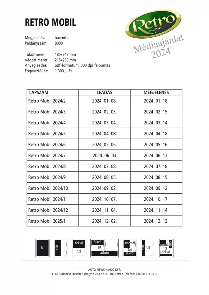 Médiaajánlatok 2024 Retro Mobil