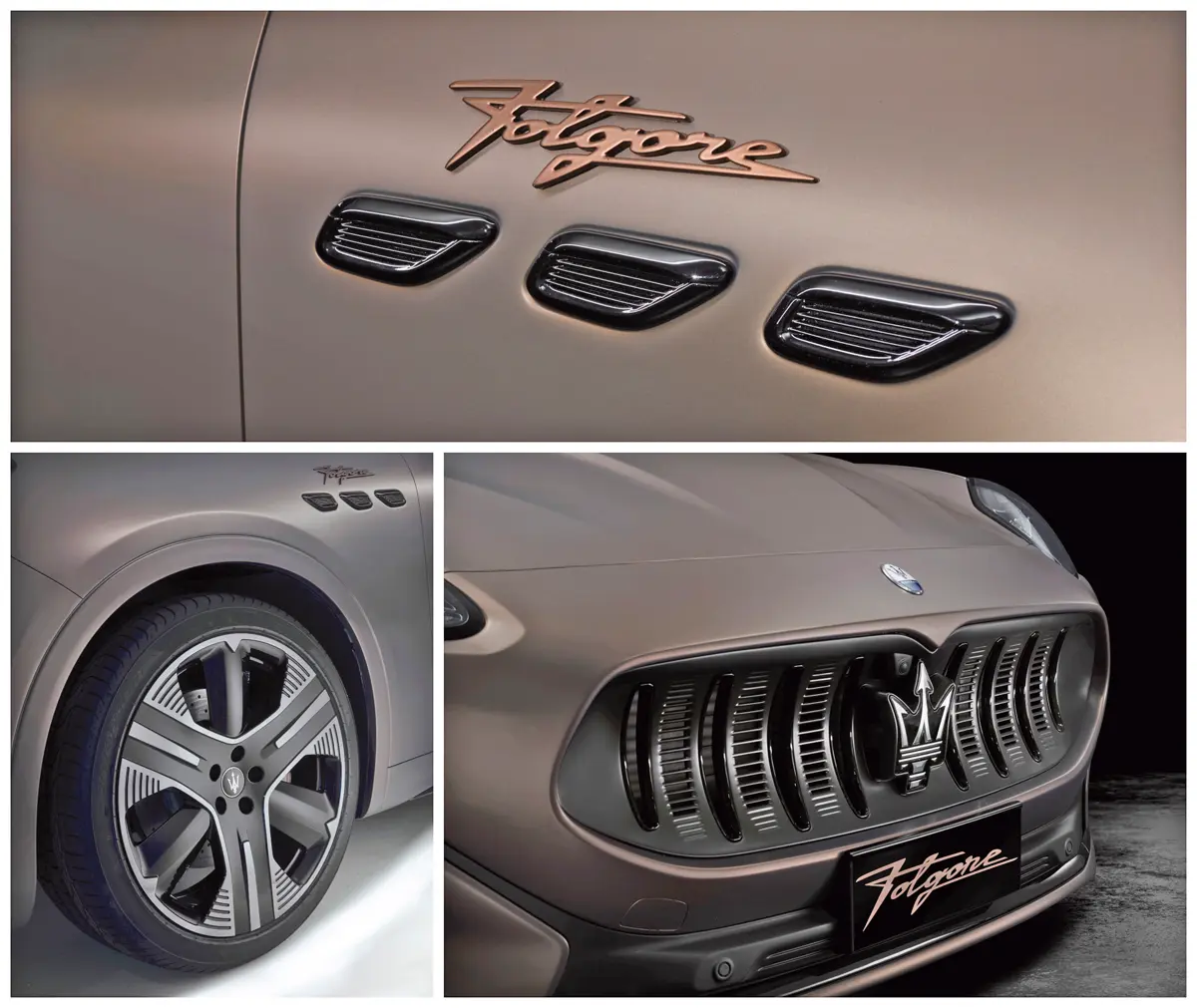 Grecale Folgore, az első tisztán elektromos Maserati. Egyedi felniket és hűtőmaszkot is kap, továbbá saját feliratot a sárvédőkön