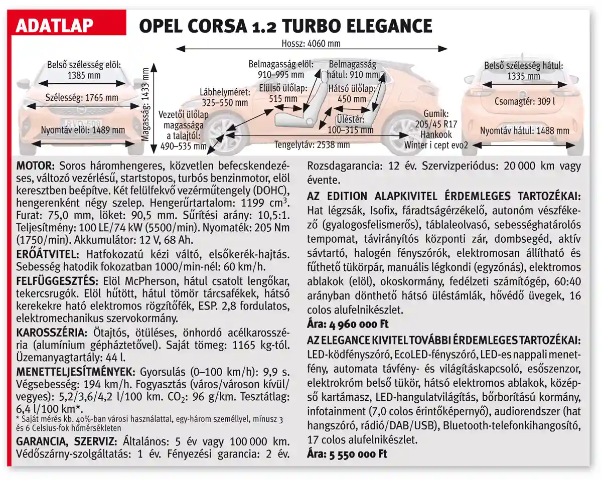 Opel Corsa 1.2 Turbo Elegance adatlapja