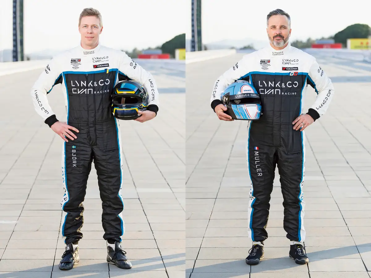 Balra, Thed Björk, a Cyan Racing svéd versenyzője. 2019-ben három futamgyőzelmet szerzett. Jobbra, Yvan Muller, a Cyan Racing négyszeres világbajnok francia versenyzője. 2019-ben négy futamgyőzelmet szerzett