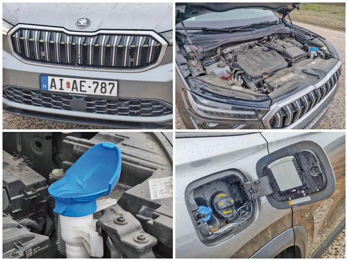 193 LE-t és 400 Nm-t mozgósít a 2,0 l-es TDI. Simply Clever ötlet a tölcsért formázó ablakmosó betöltő és a tanksapkafedélbe rejtett jégkaparó